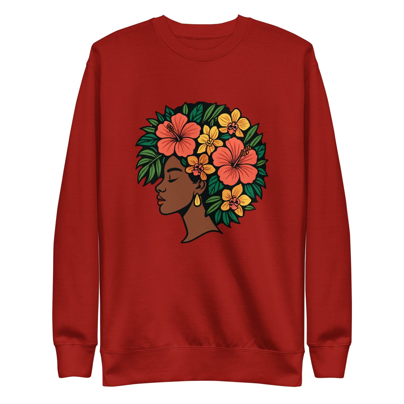 Unisex Premium Sweatshirt Elegant African Woman with Vibrant Tropical Afro-Original - Image 22