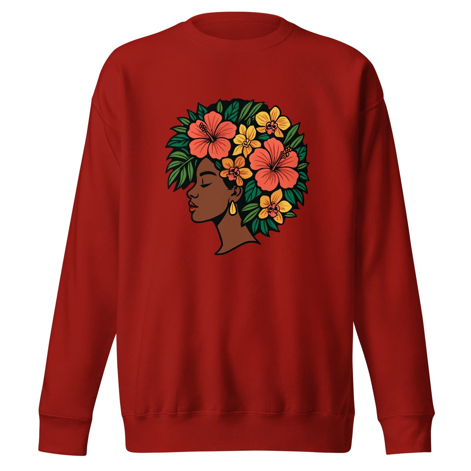 Unisex Premium Sweatshirt Elegant African Woman with Vibrant Tropical Afro-Original - Image 4