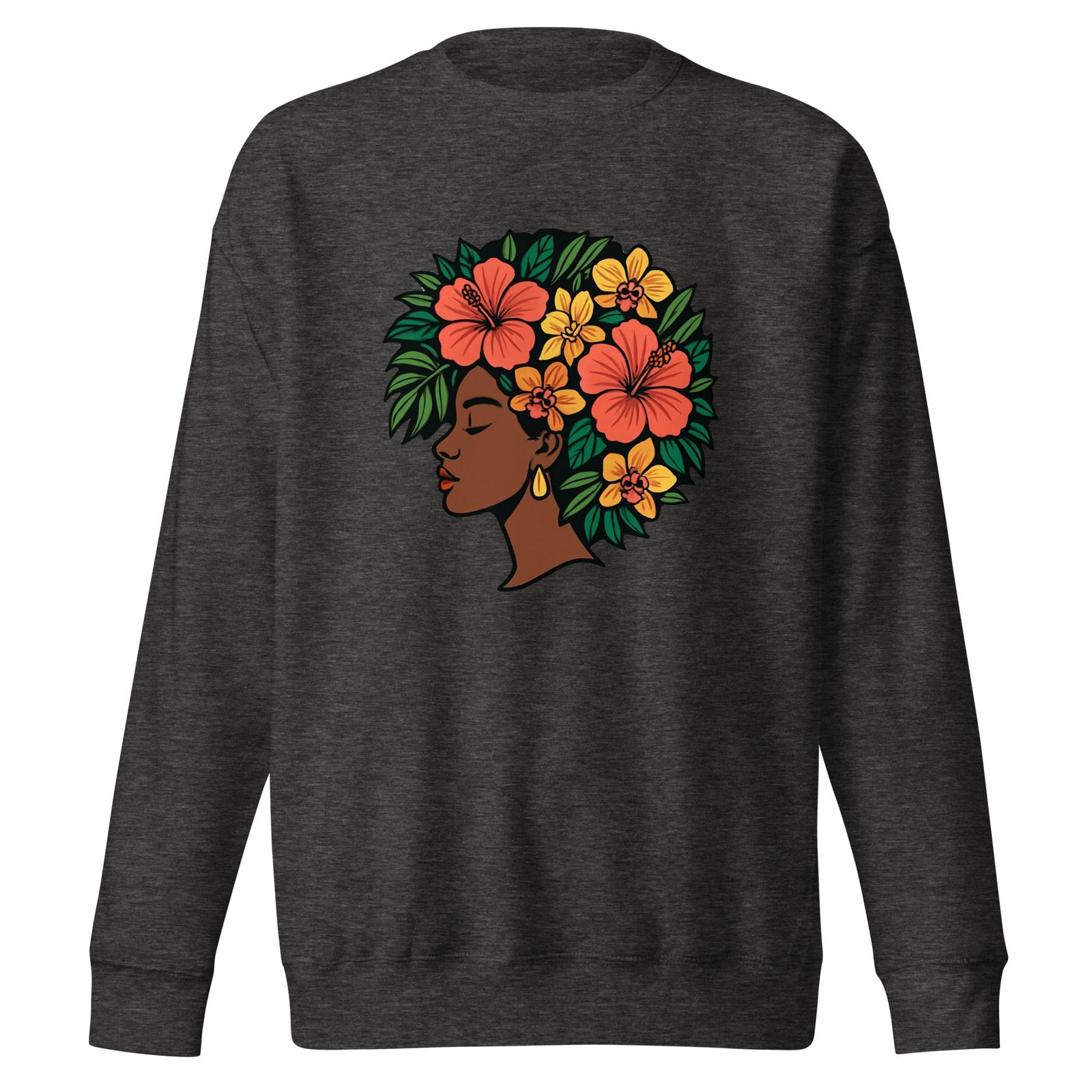 Unisex Premium Sweatshirt Elegant African Woman with Vibrant Tropical Afro-Original - Image 5