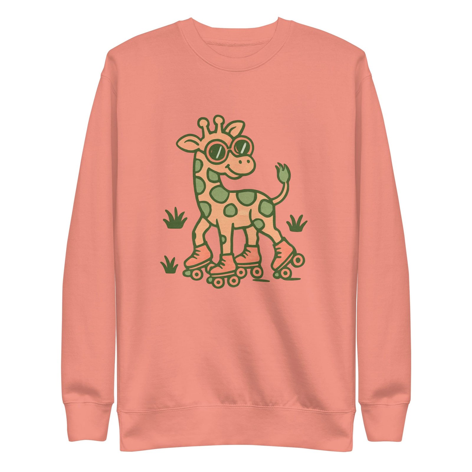 Unisex Premium Sweatshirt Groovy Giraffe on Roller Skates with Round Shades-Original - Image 25