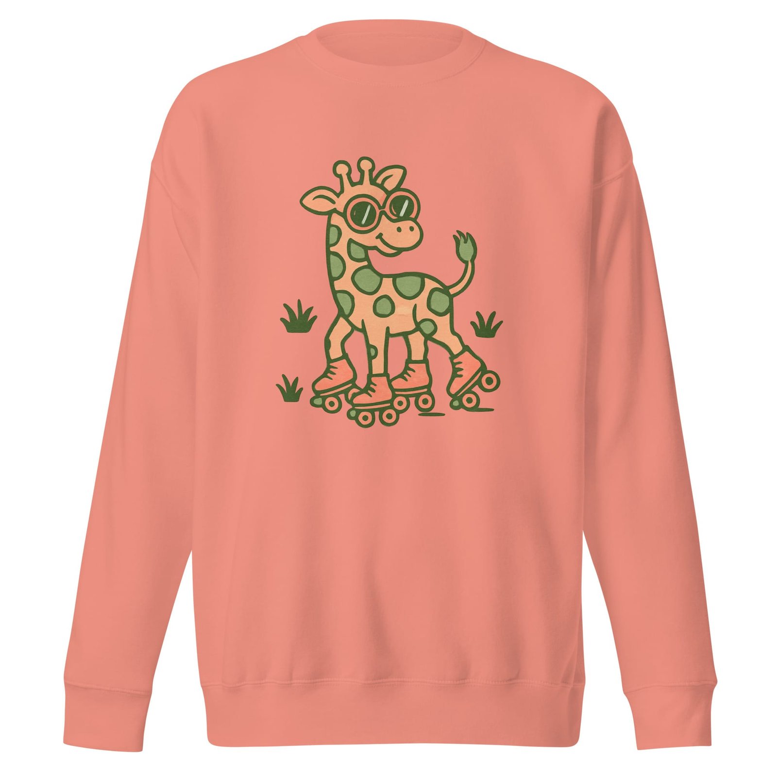 Unisex Premium Sweatshirt Groovy Giraffe on Roller Skates with Round Shades-Original - Image 10
