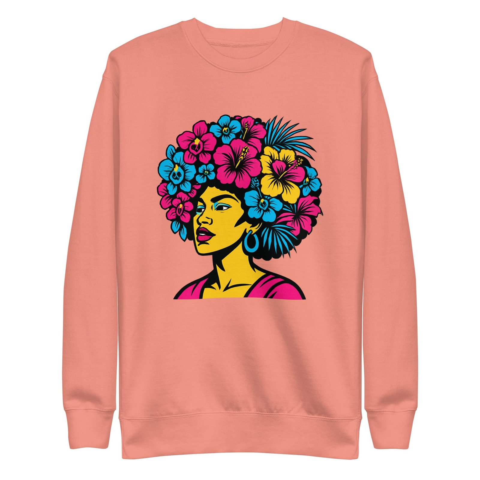 Unisex Premium Sweatshirt Bold Afro Floral Pop Art Portrait-Original - Image 19