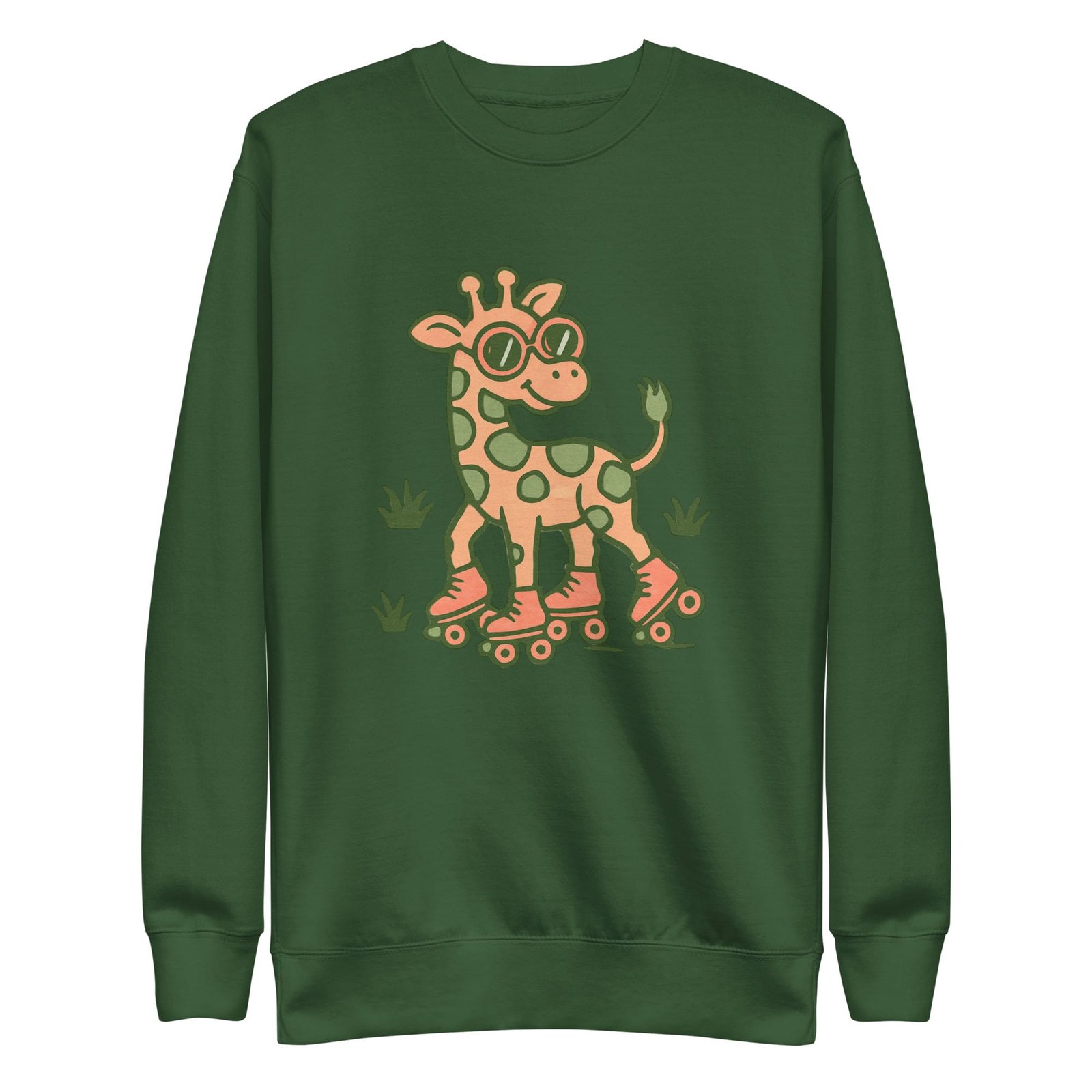 Unisex Premium Sweatshirt Groovy Giraffe on Roller Skates with Round Shades-Original - Image 31