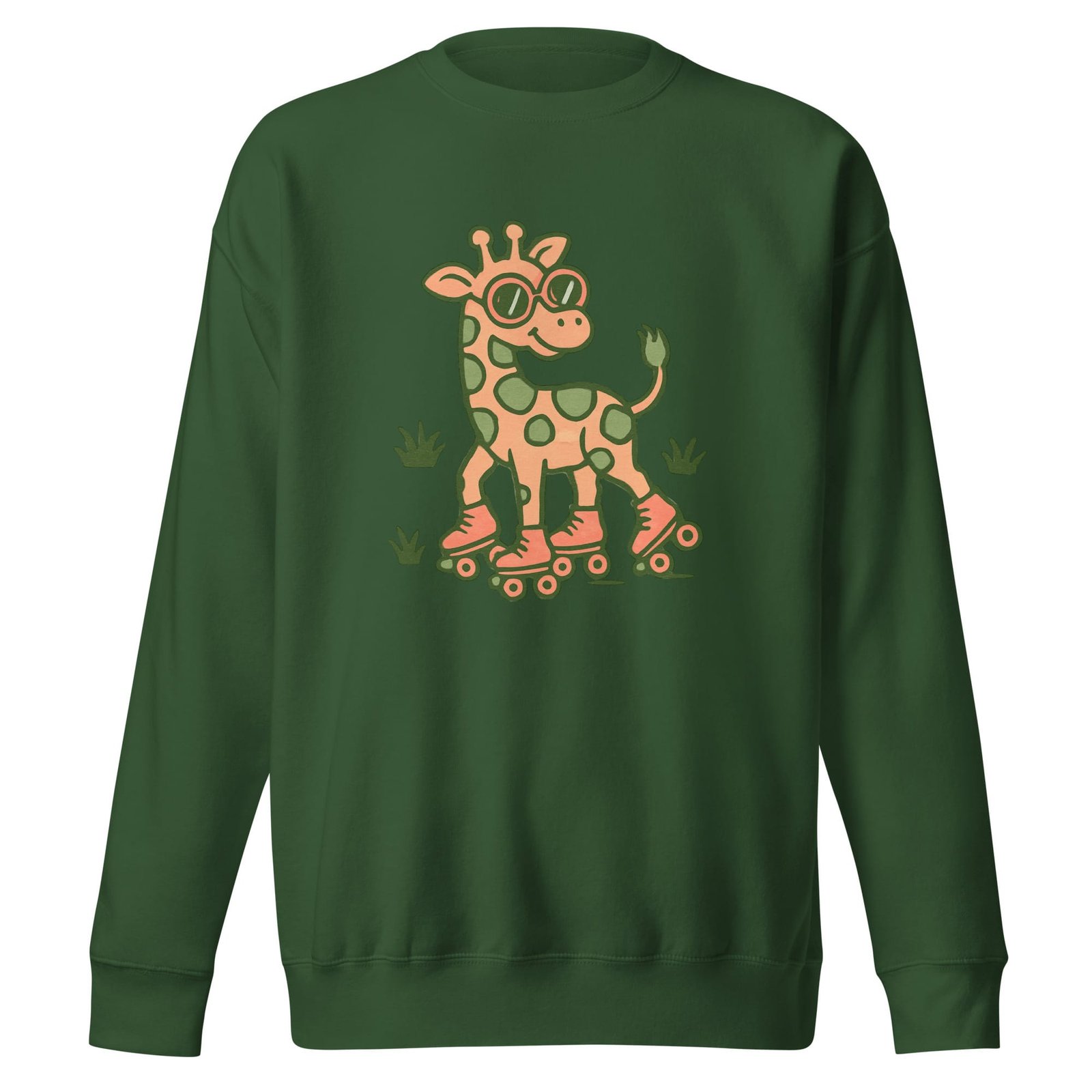 Unisex Premium Sweatshirt Groovy Giraffe on Roller Skates with Round Shades-Original - Image 6