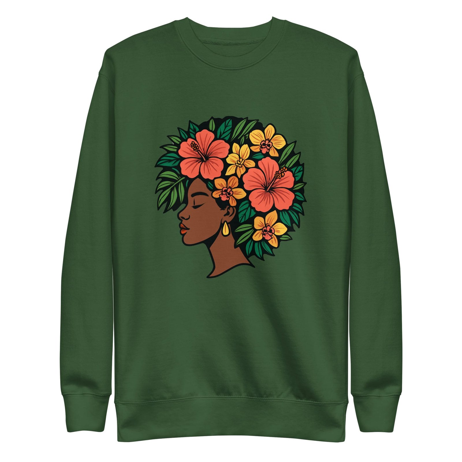 Unisex Premium Sweatshirt Elegant African Woman with Vibrant Tropical Afro-Original - Image 26