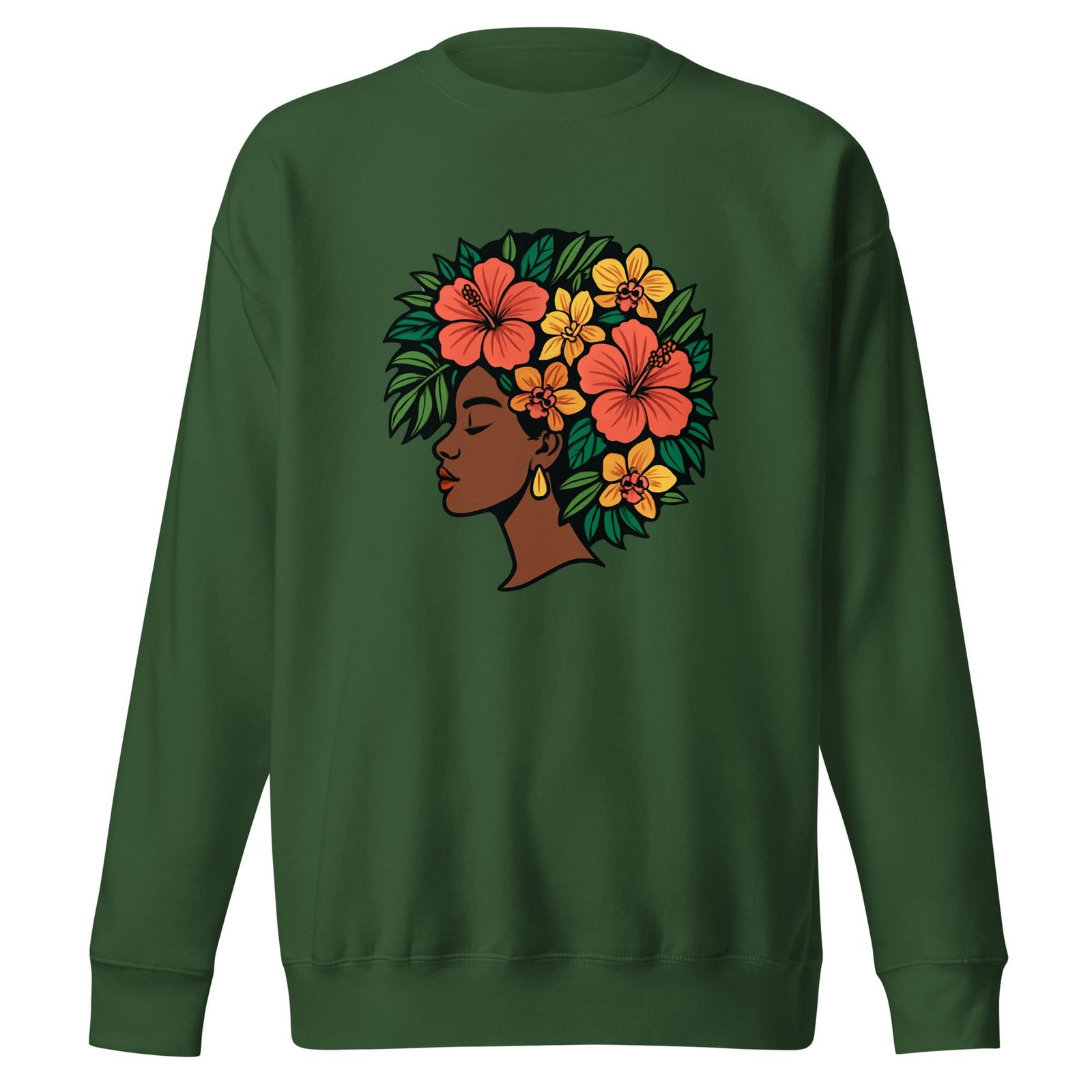 Unisex Premium Sweatshirt Elegant African Woman with Vibrant Tropical Afro-Original - Image 8