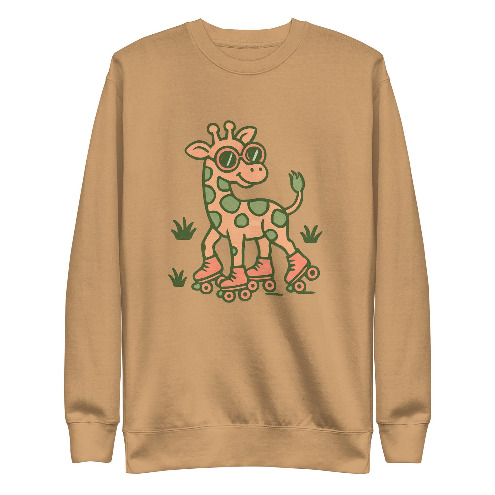 Unisex Premium Sweatshirt Groovy Giraffe on Roller Skates with Round Shades-Original - Image 24