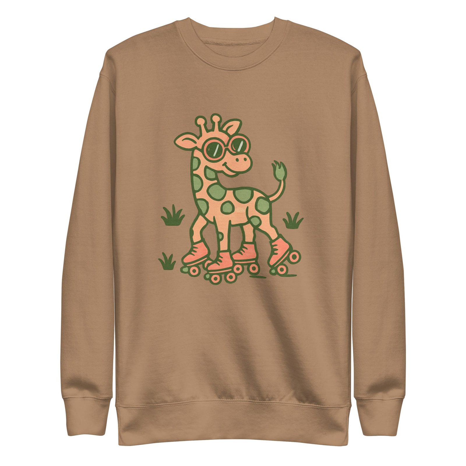 Unisex Premium Sweatshirt Groovy Giraffe on Roller Skates with Round Shades-Original - Image 26