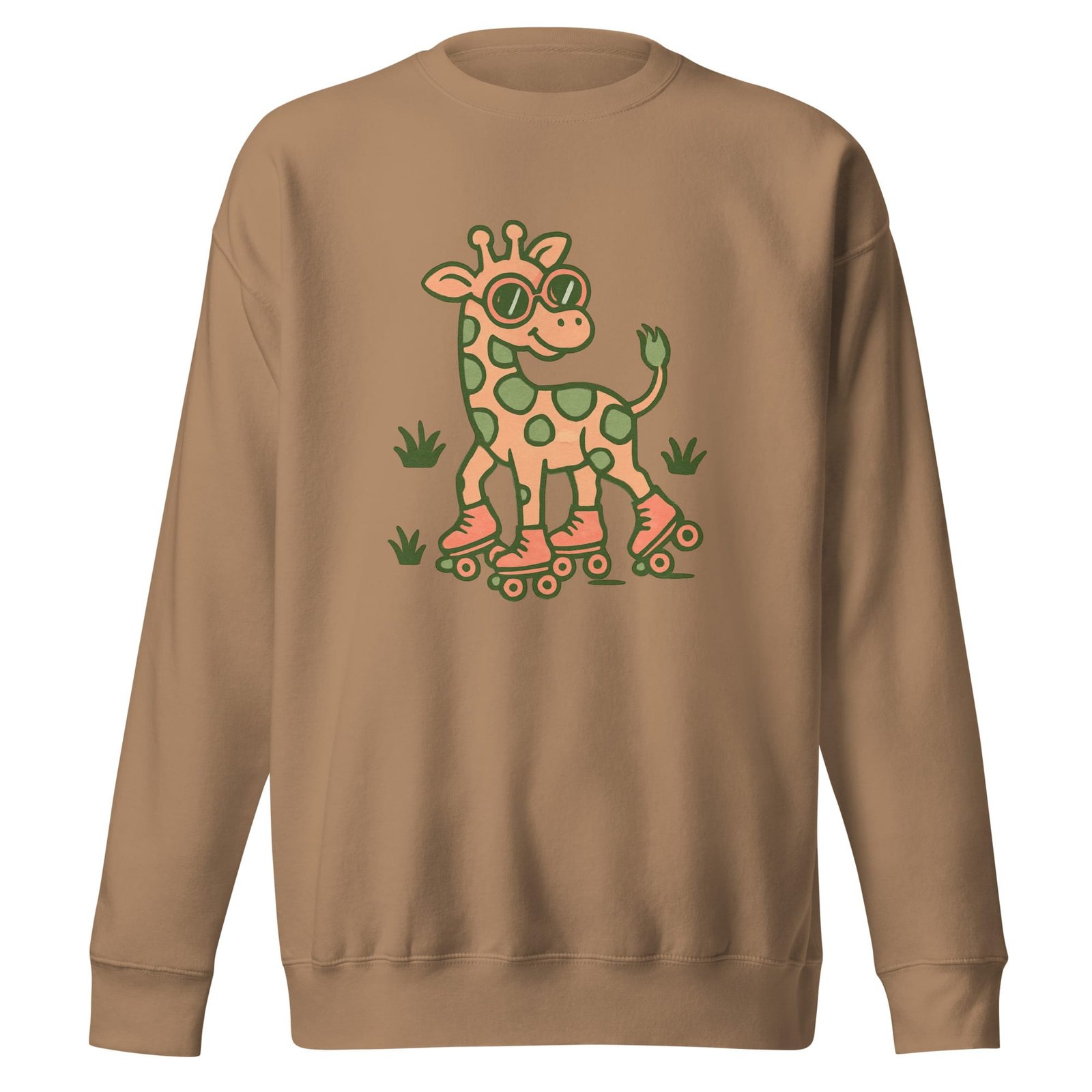 Unisex Premium Sweatshirt Groovy Giraffe on Roller Skates with Round Shades-Original - Image 9