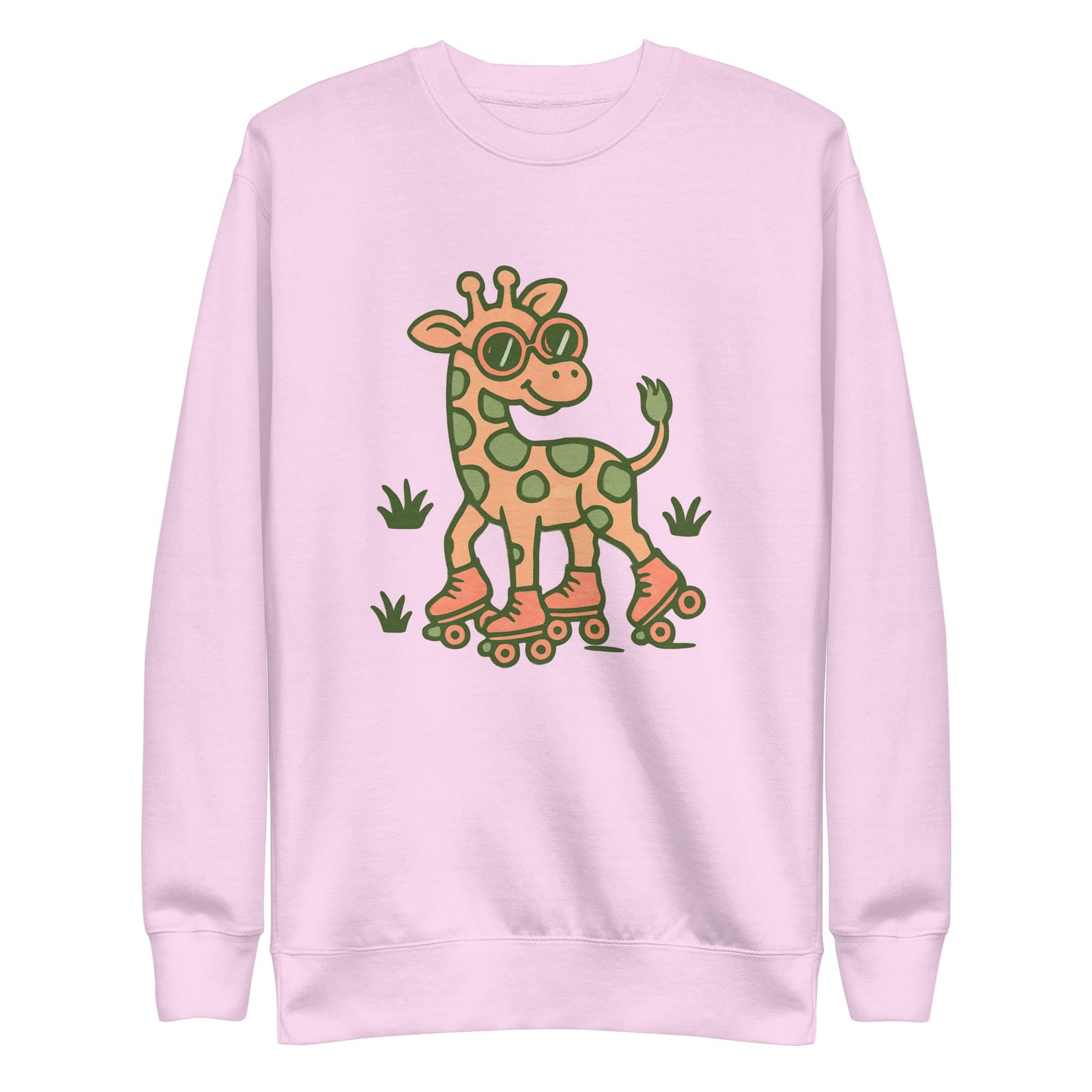Unisex Premium Sweatshirt Groovy Giraffe on Roller Skates with Round Shades-Original - Image 20