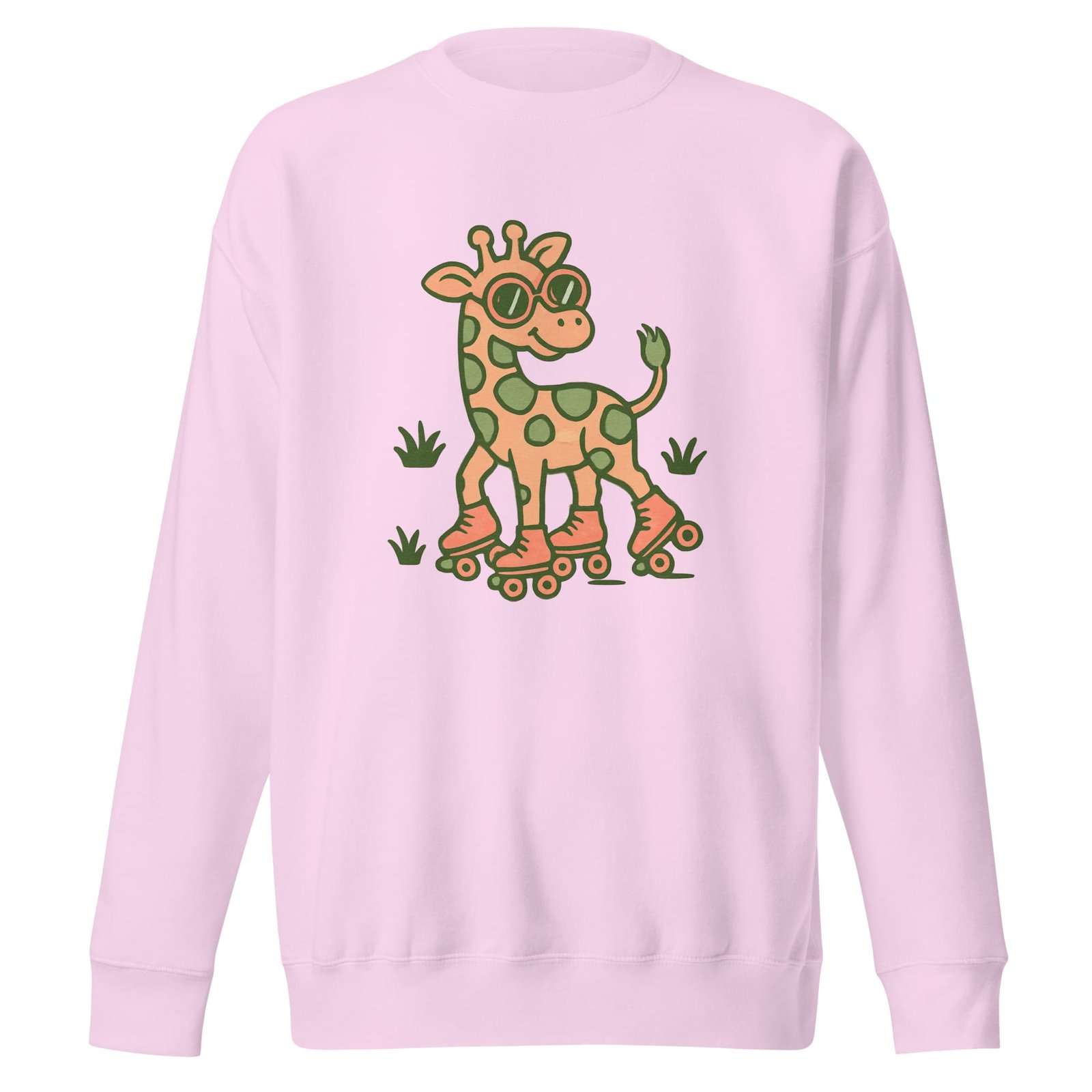 Unisex Premium Sweatshirt Groovy Giraffe on Roller Skates with Round Shades-Original - Image 15
