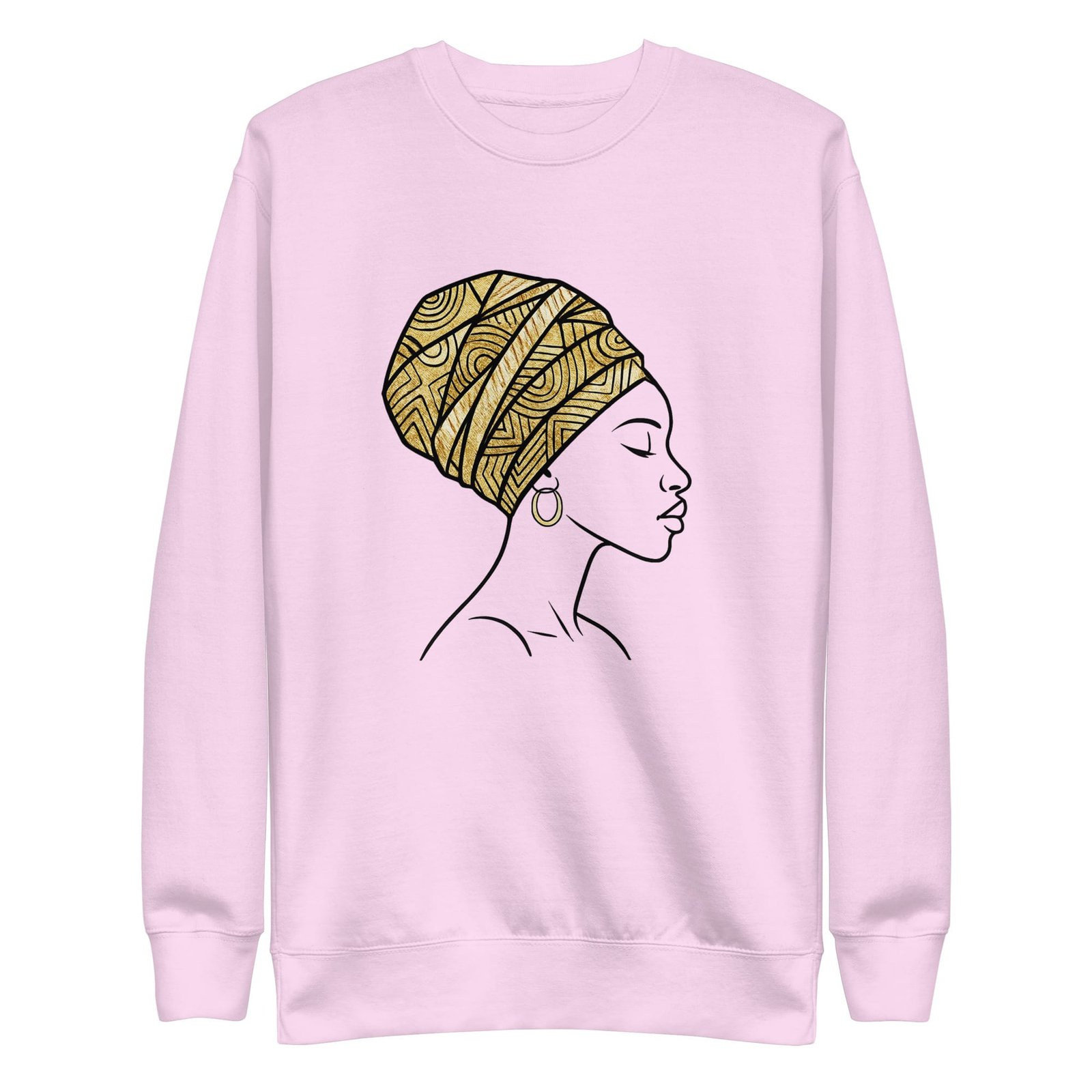 Unisex Premium Sweatshirt Elegant African Profile with Gold Wax Turban-Original - Image 22