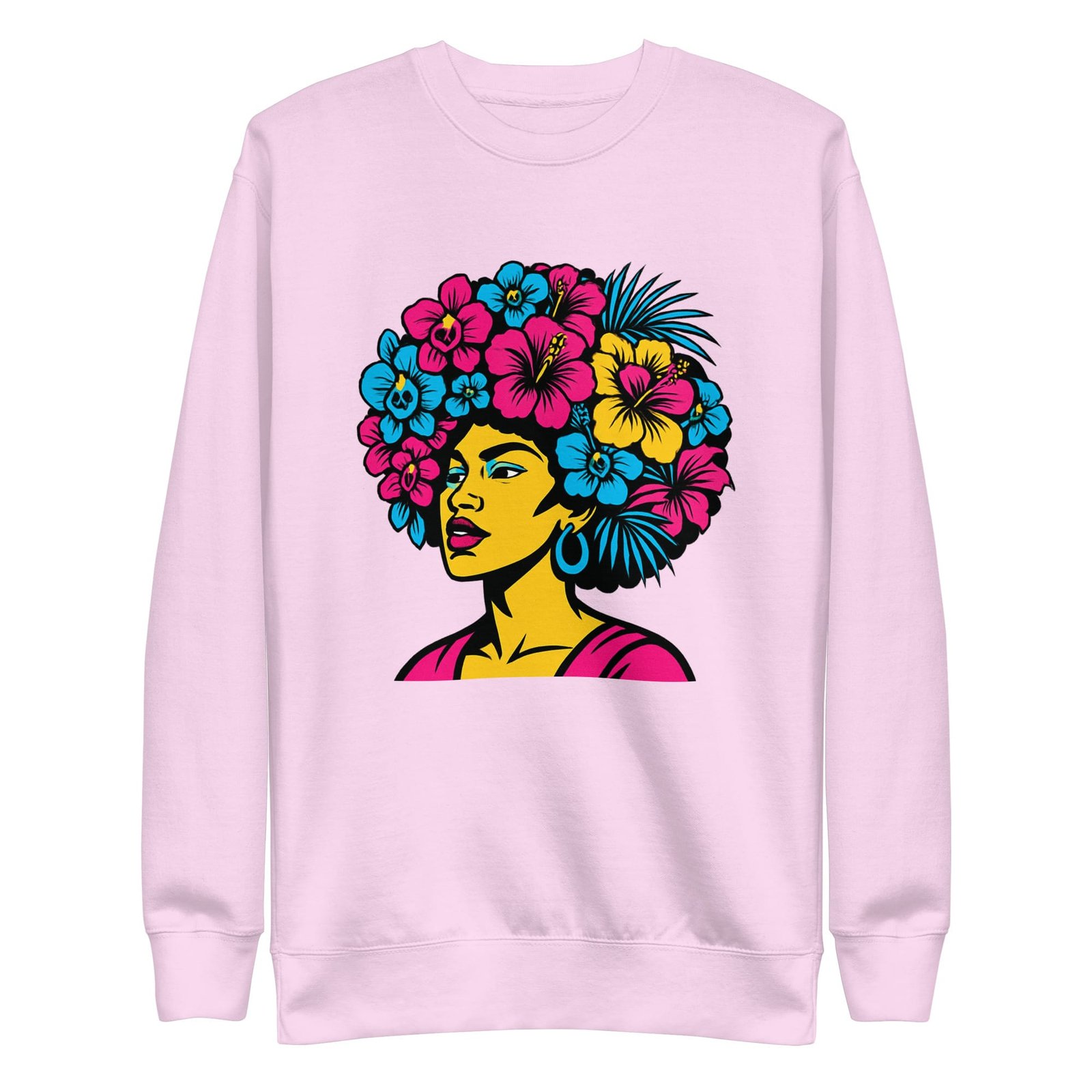 Unisex Premium Sweatshirt Bold Afro Floral Pop Art Portrait-Original - Image 18