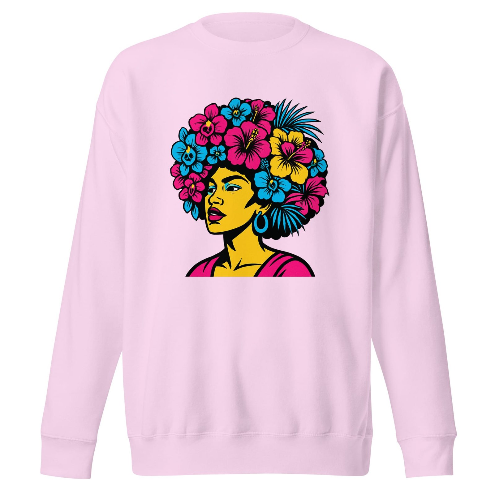 Unisex Premium Sweatshirt Bold Afro Floral Pop Art Portrait-Original - Image 9