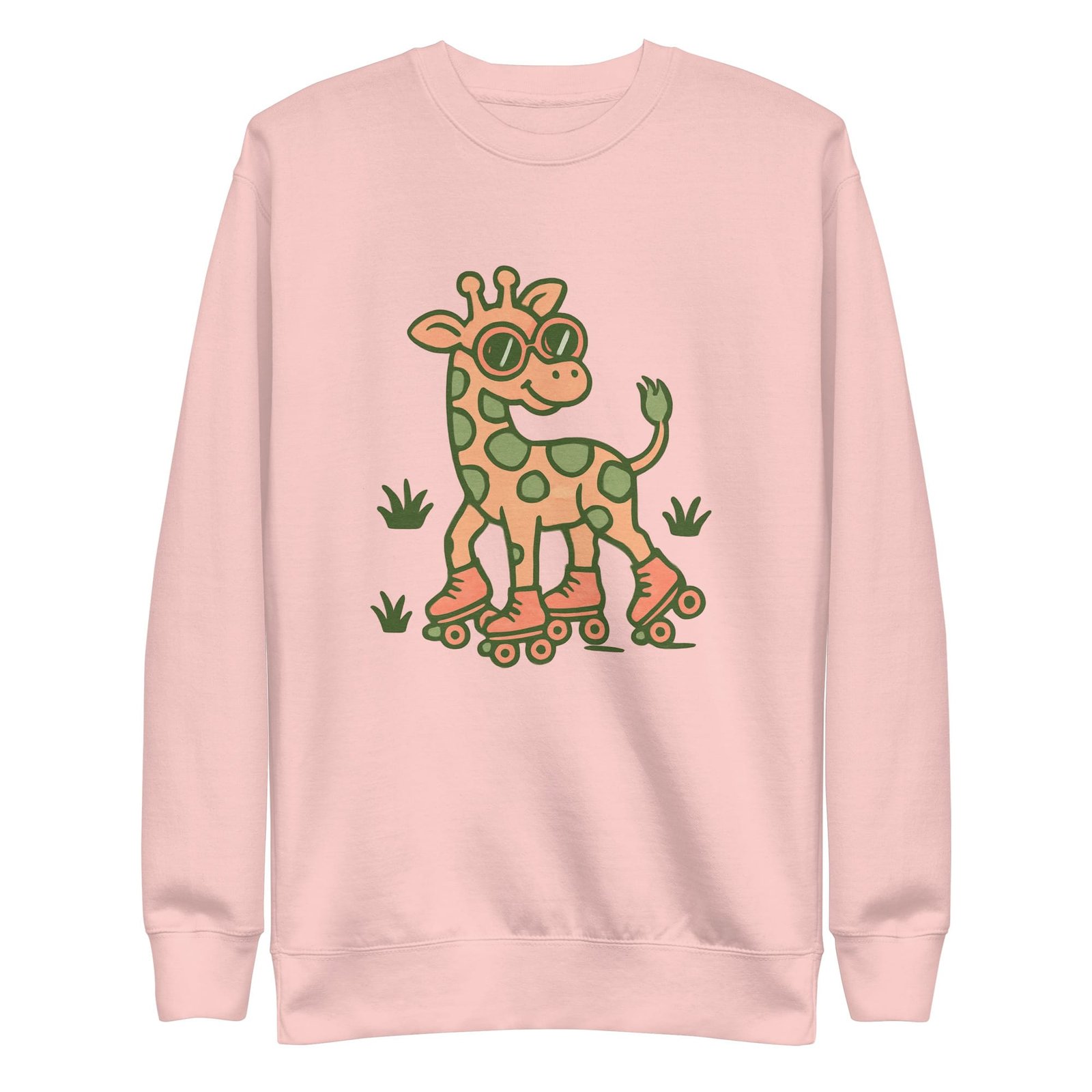 Unisex Premium Sweatshirt Groovy Giraffe on Roller Skates with Round Shades-Original - Image 21