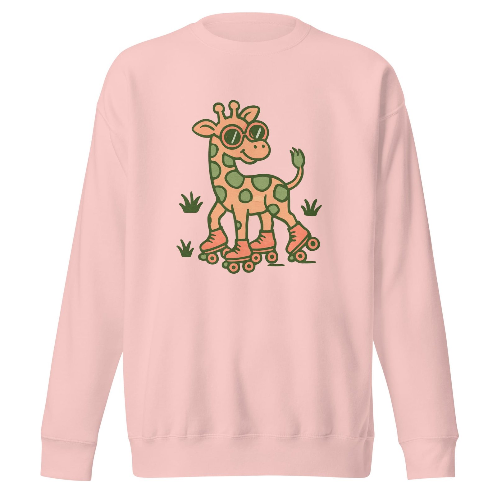 Unisex Premium Sweatshirt Groovy Giraffe on Roller Skates with Round Shades-Original - Image 14