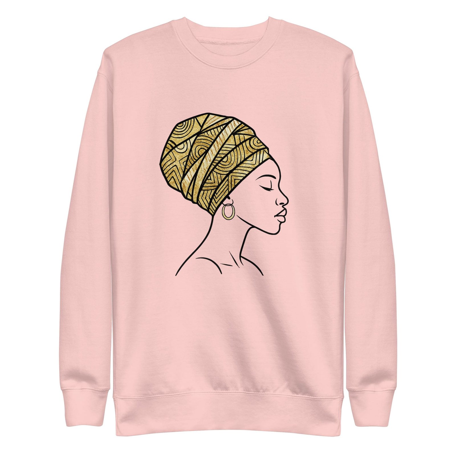 Unisex Premium Sweatshirt Elegant African Profile with Gold Wax Turban-Original - Image 21