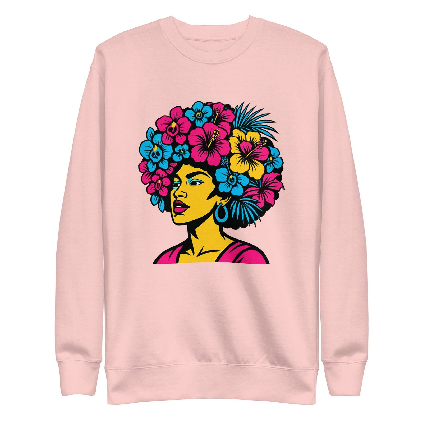 Unisex Premium Sweatshirt Bold Afro Floral Pop Art Portrait-Original - Image 17