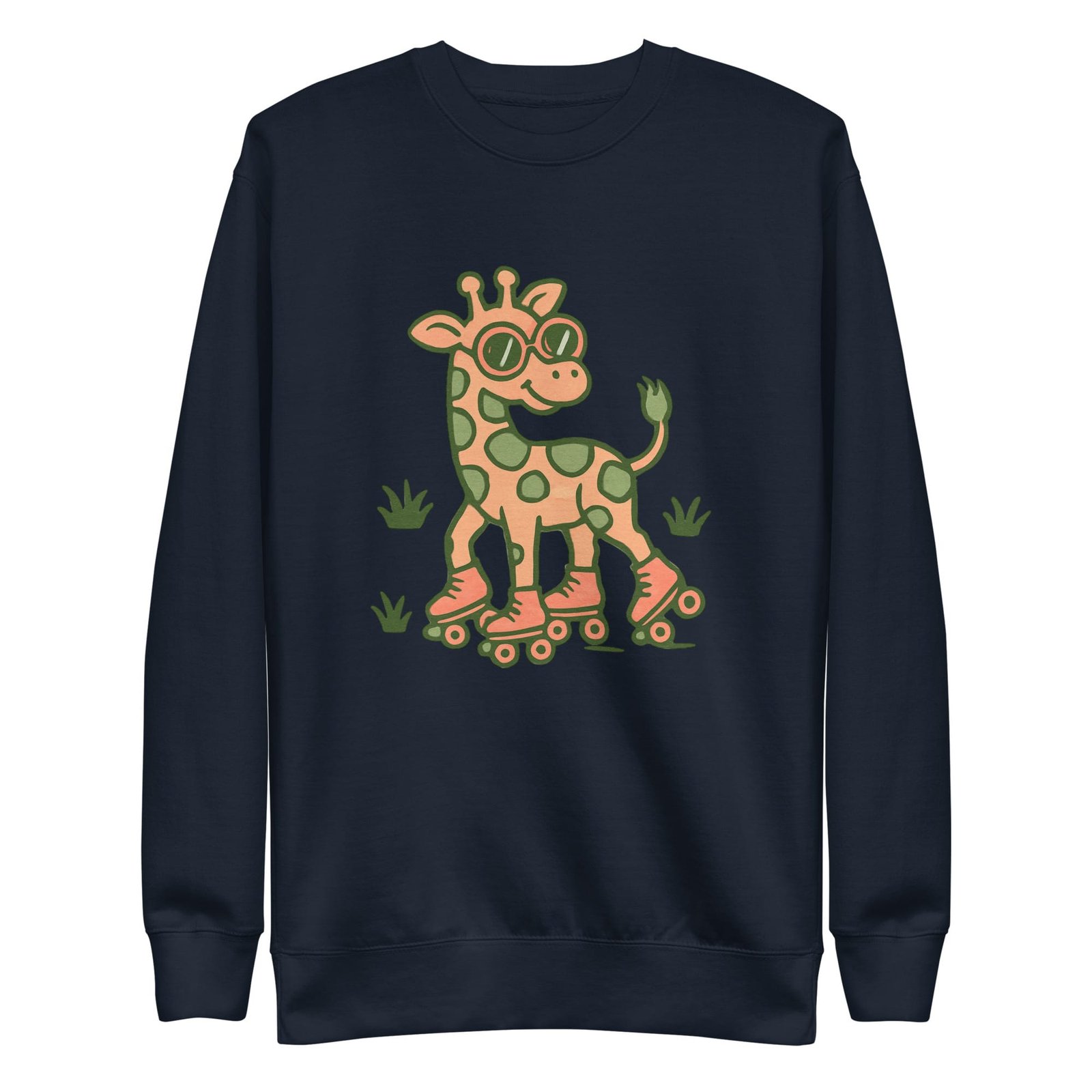 Unisex Premium Sweatshirt Groovy Giraffe on Roller Skates with Round Shades-Original - Image 33