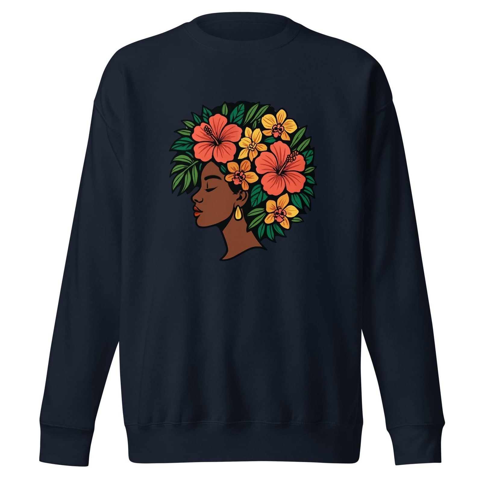 Unisex Premium Sweatshirt Elegant African Woman with Vibrant Tropical Afro-Original - Image 3
