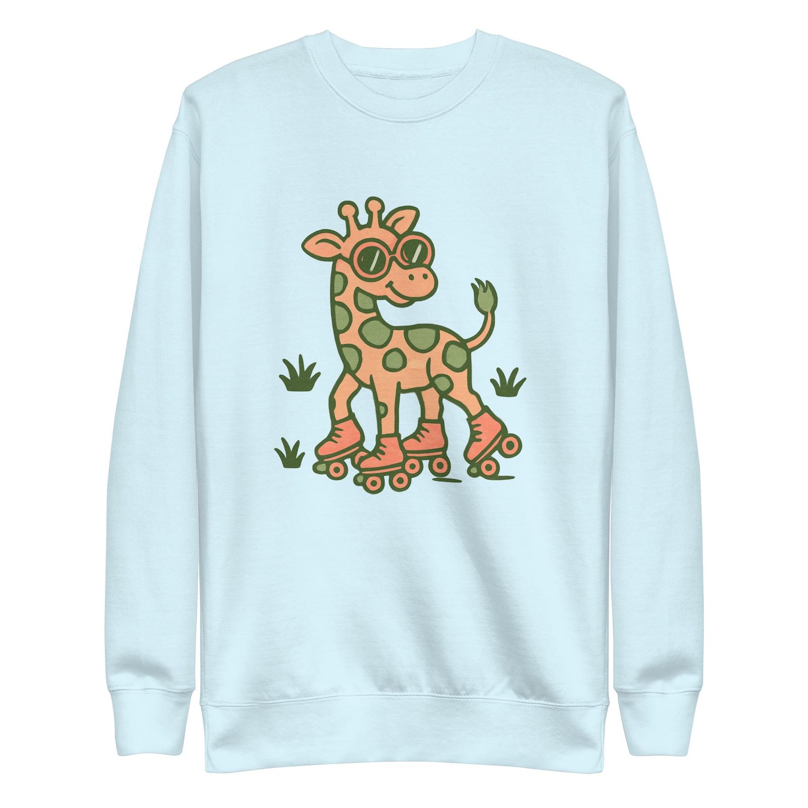 Unisex Premium Sweatshirt Groovy Giraffe on Roller Skates with Round Shades-Original - Image 18