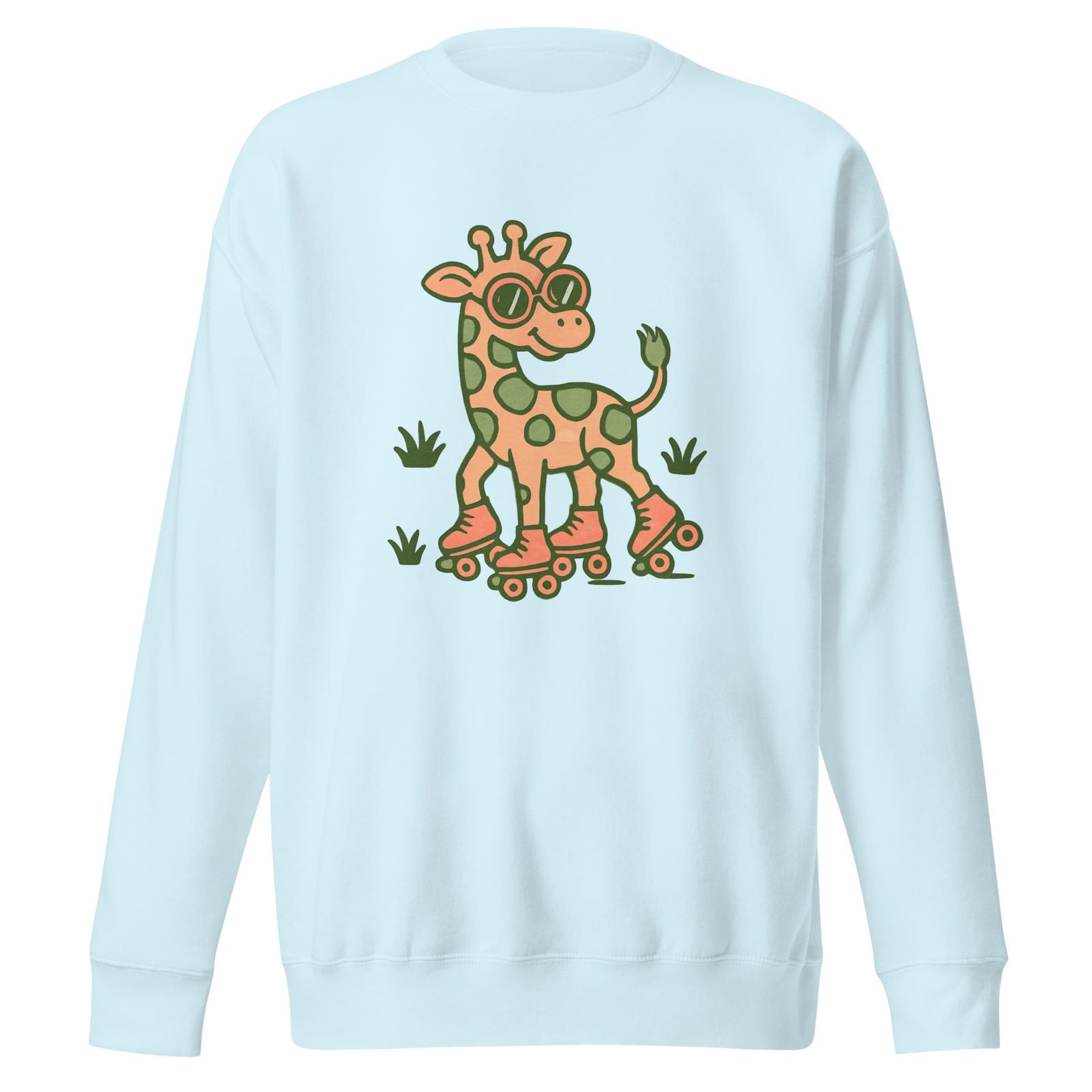 Unisex Premium Sweatshirt Groovy Giraffe on Roller Skates with Round Shades-Original - Image 17