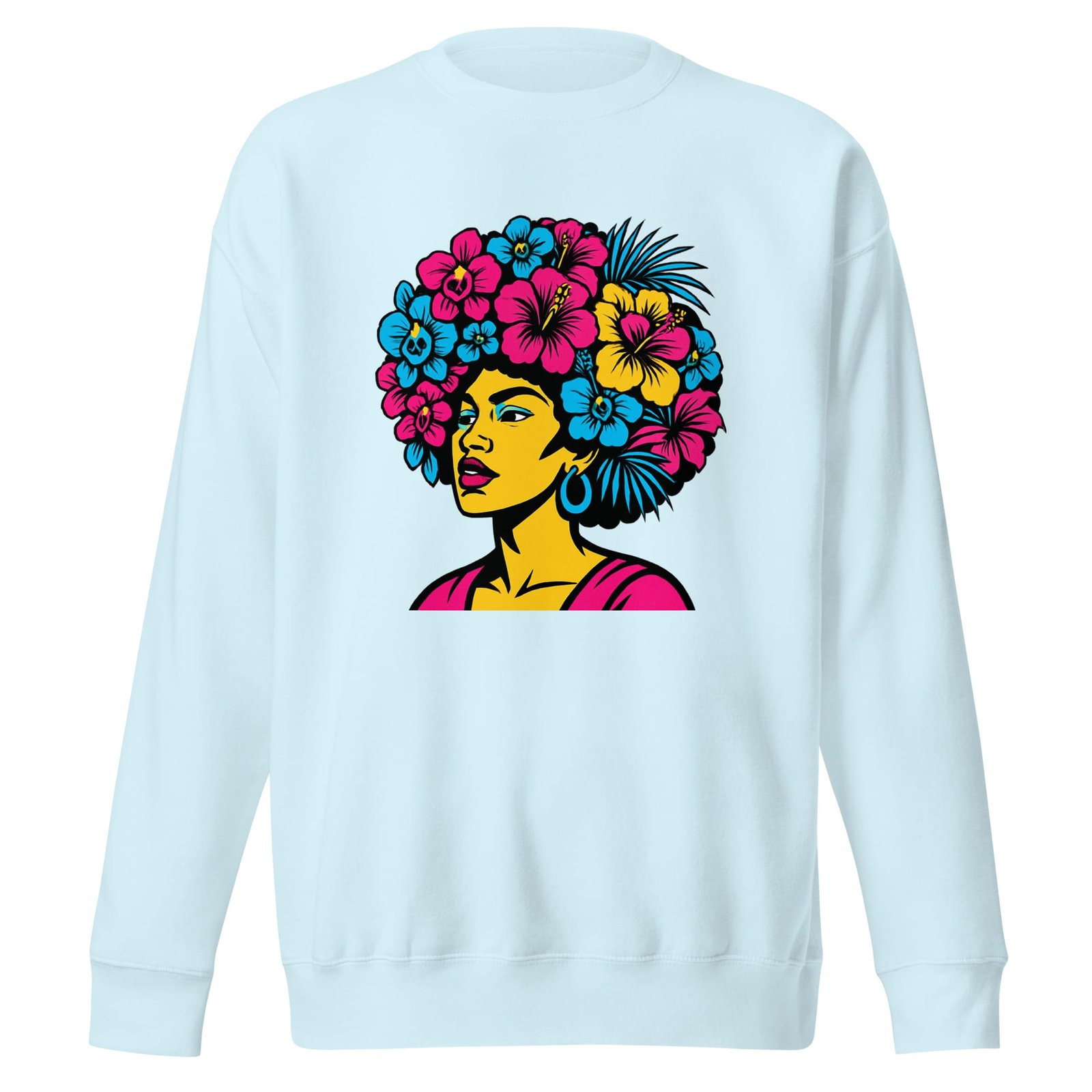 Unisex Premium Sweatshirt Bold Afro Floral Pop Art Portrait-Original - Image 11