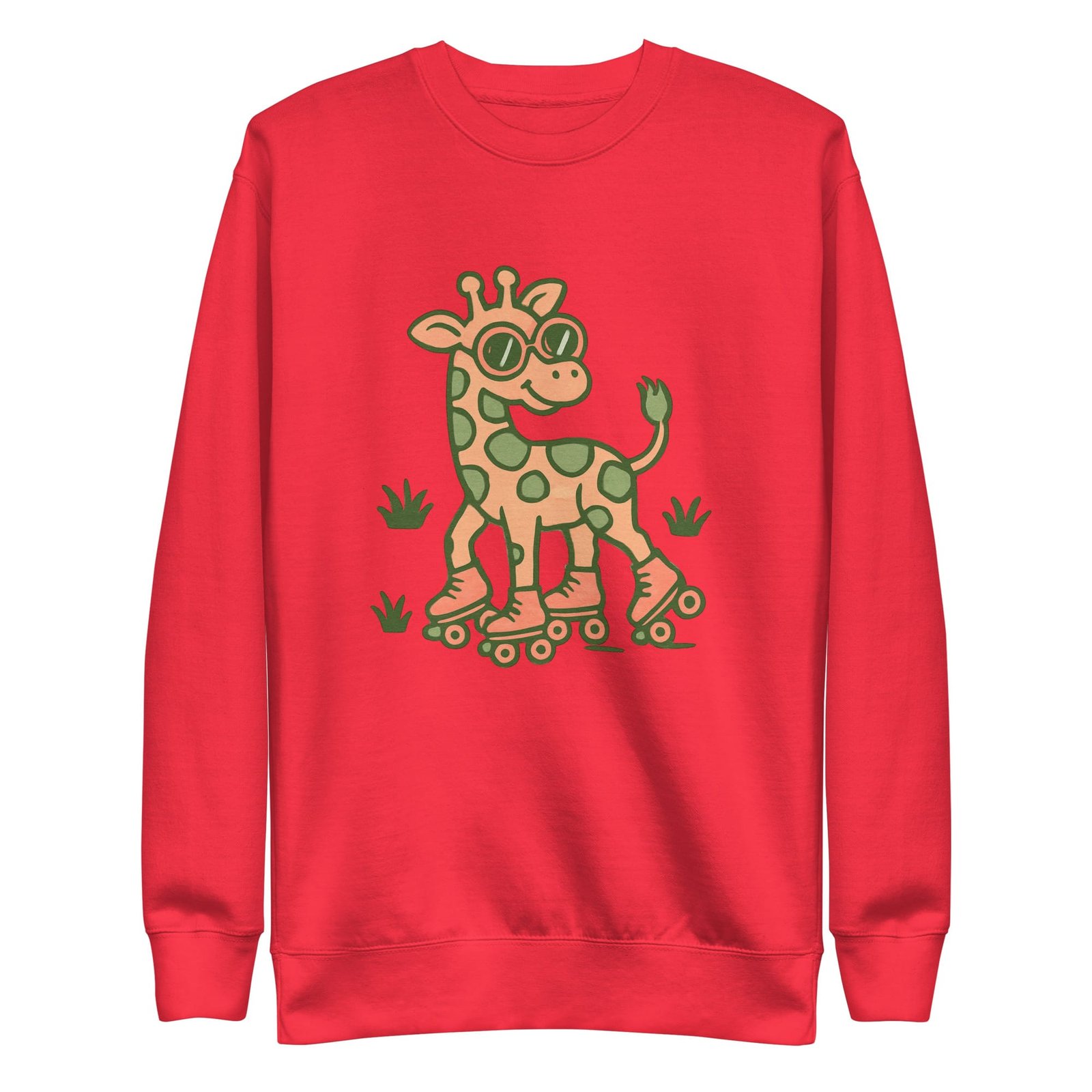 Unisex Premium Sweatshirt Groovy Giraffe on Roller Skates with Round Shades-Original - Image 28