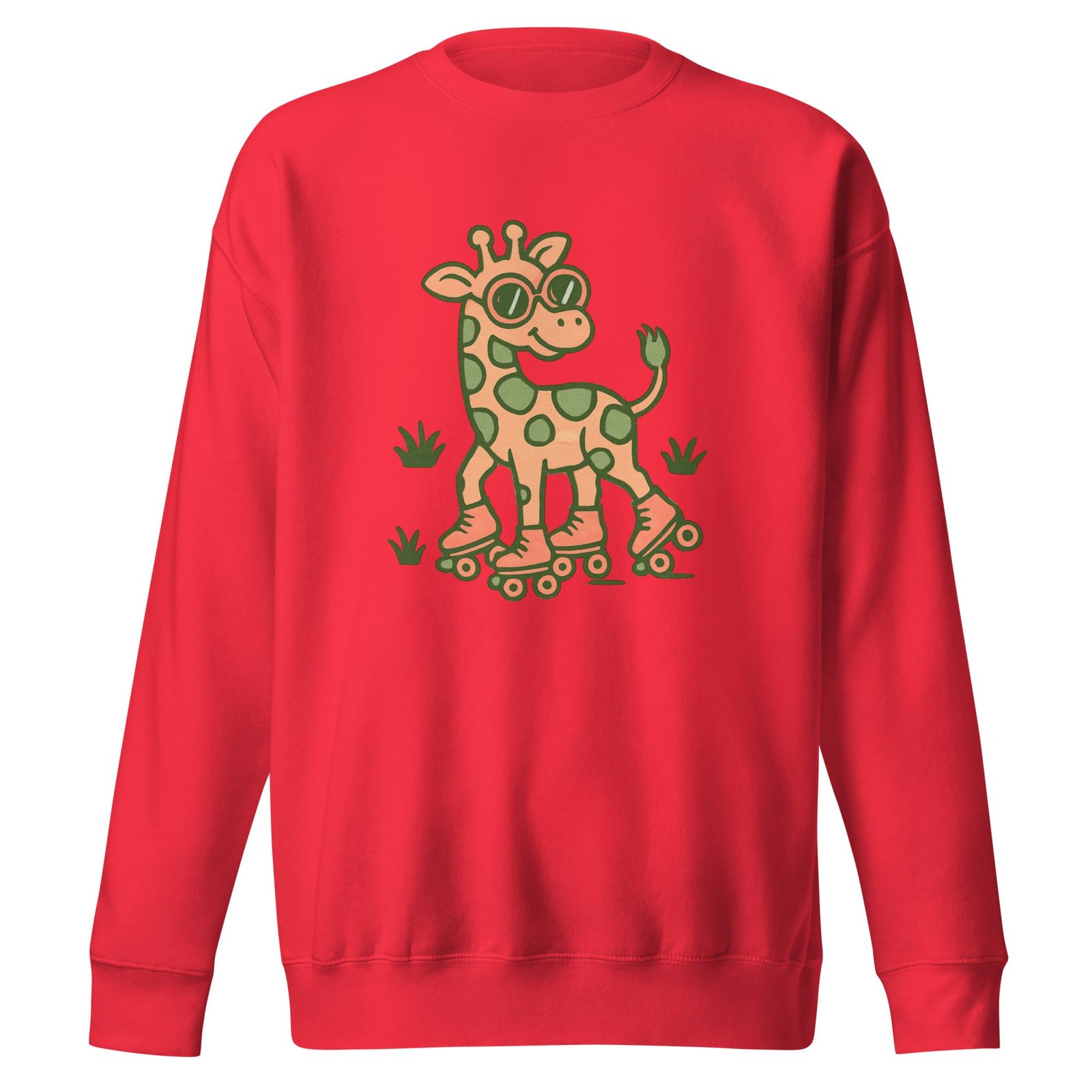 Unisex Premium Sweatshirt Groovy Giraffe on Roller Skates with Round Shades-Original - Image 7