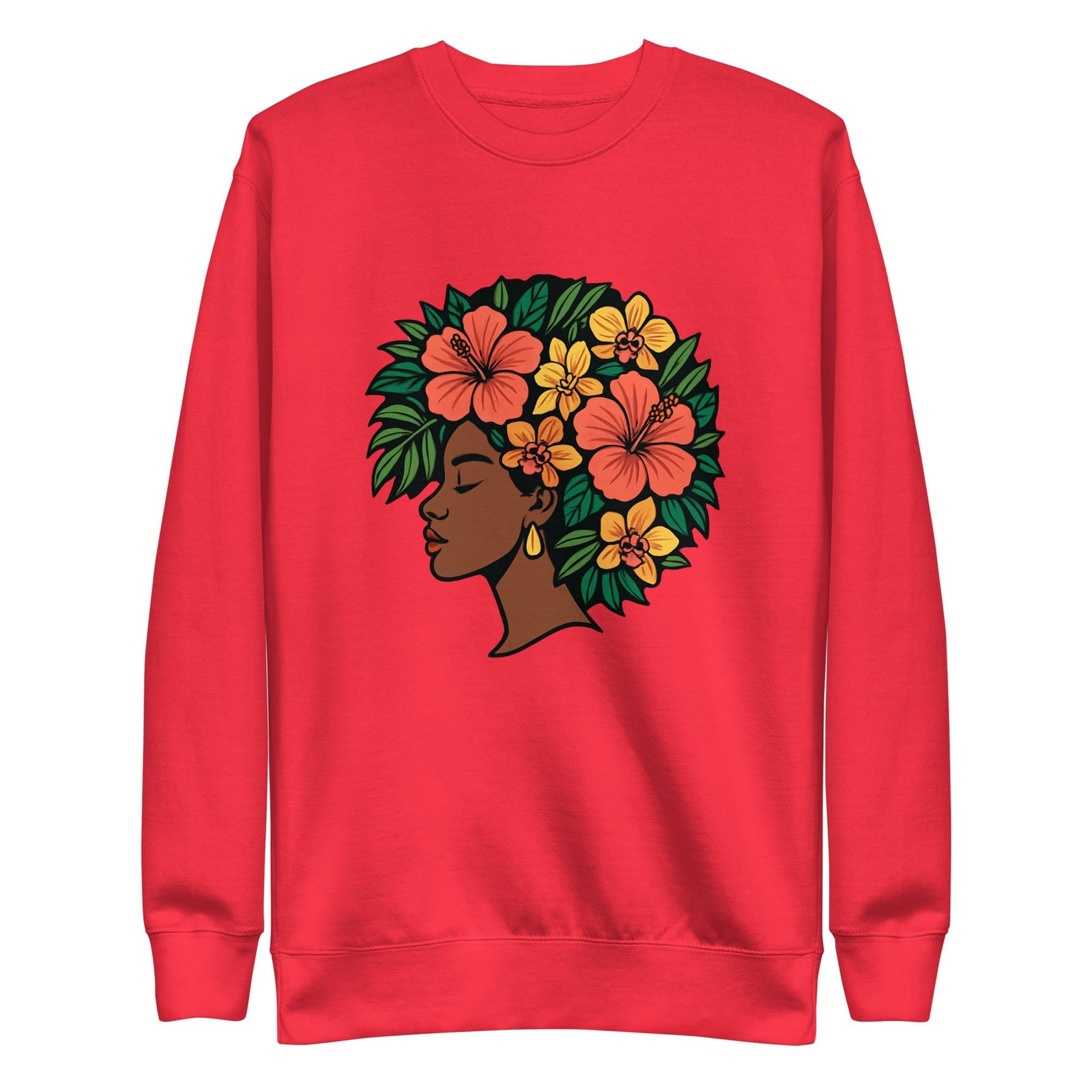 Unisex Premium Sweatshirt Elegant African Woman with Vibrant Tropical Afro-Original - Image 27