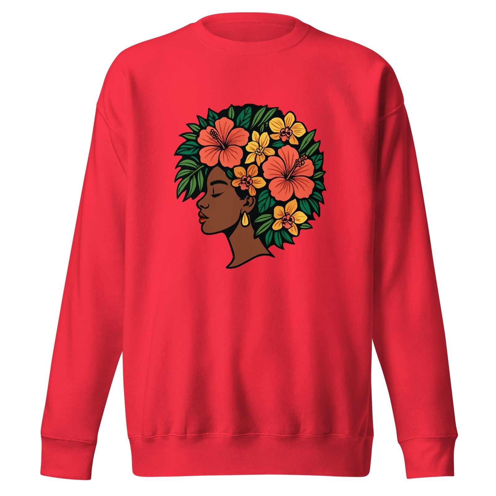 Unisex Premium Sweatshirt Elegant African Woman with Vibrant Tropical Afro-Original - Image 9
