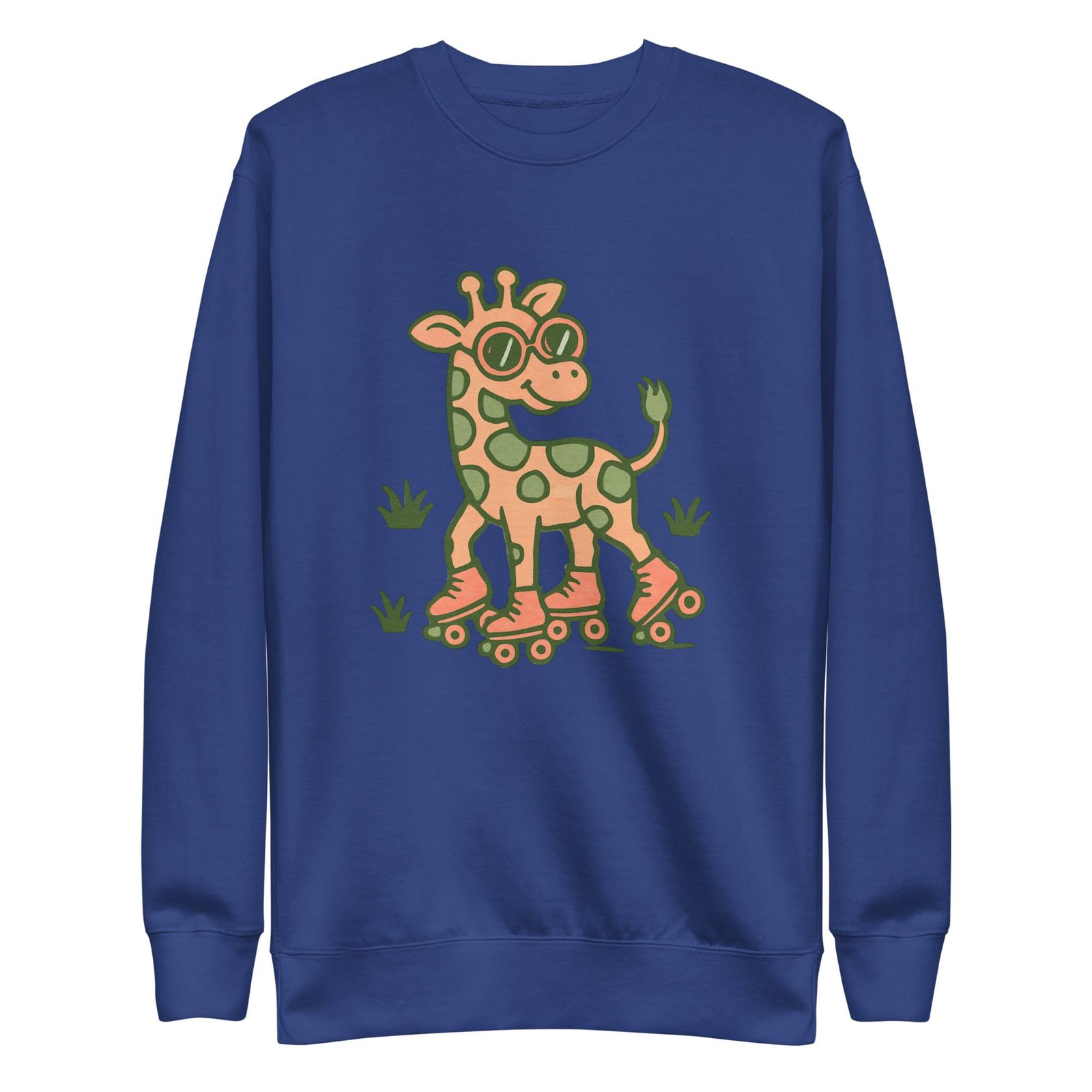 Unisex Premium Sweatshirt Groovy Giraffe on Roller Skates with Round Shades-Original - Image 29