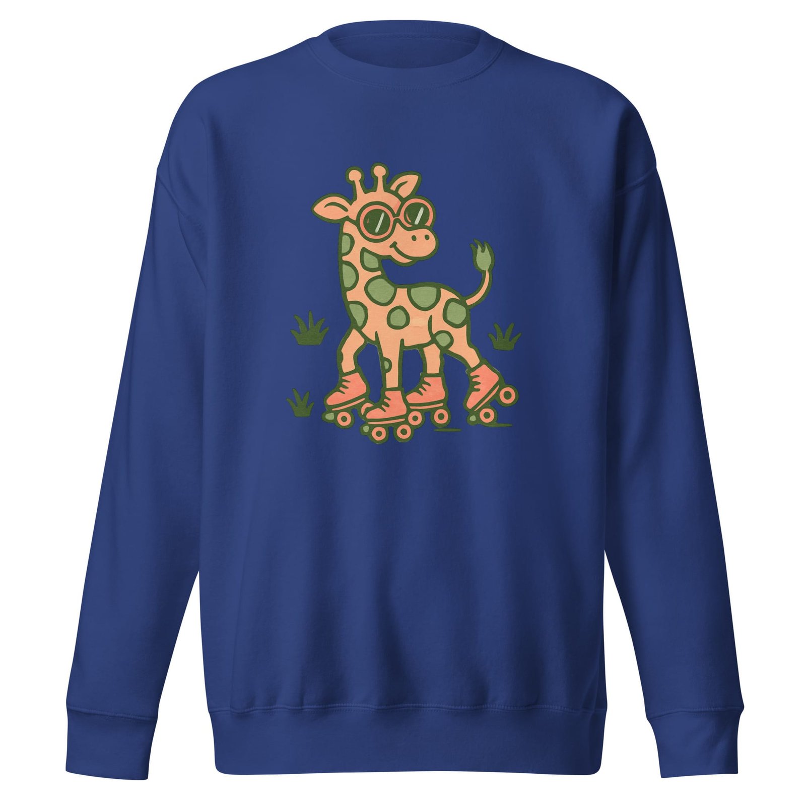 Unisex Premium Sweatshirt Groovy Giraffe on Roller Skates with Round Shades-Original - Image 4