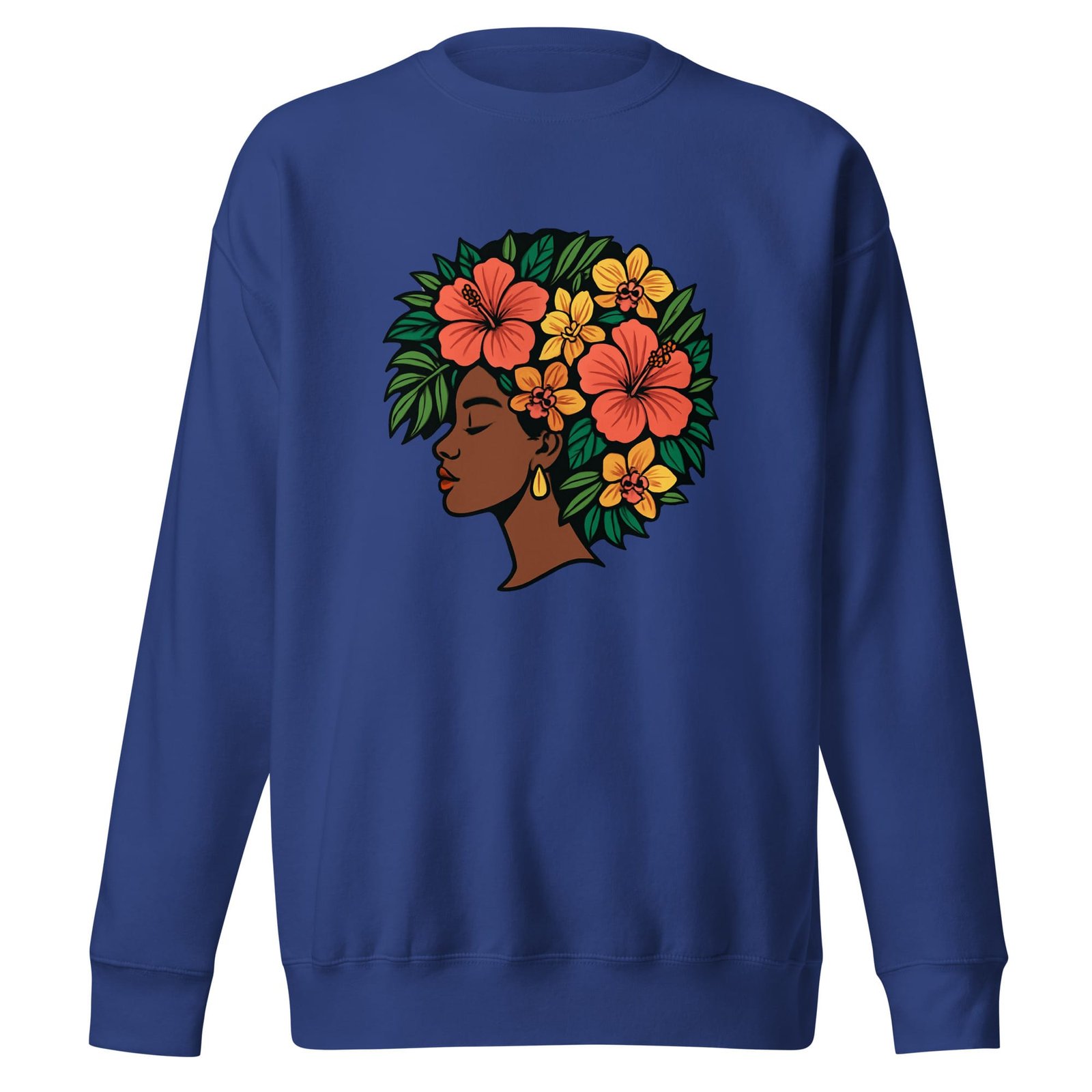 Unisex Premium Sweatshirt Elegant African Woman with Vibrant Tropical Afro-Original - Image 6