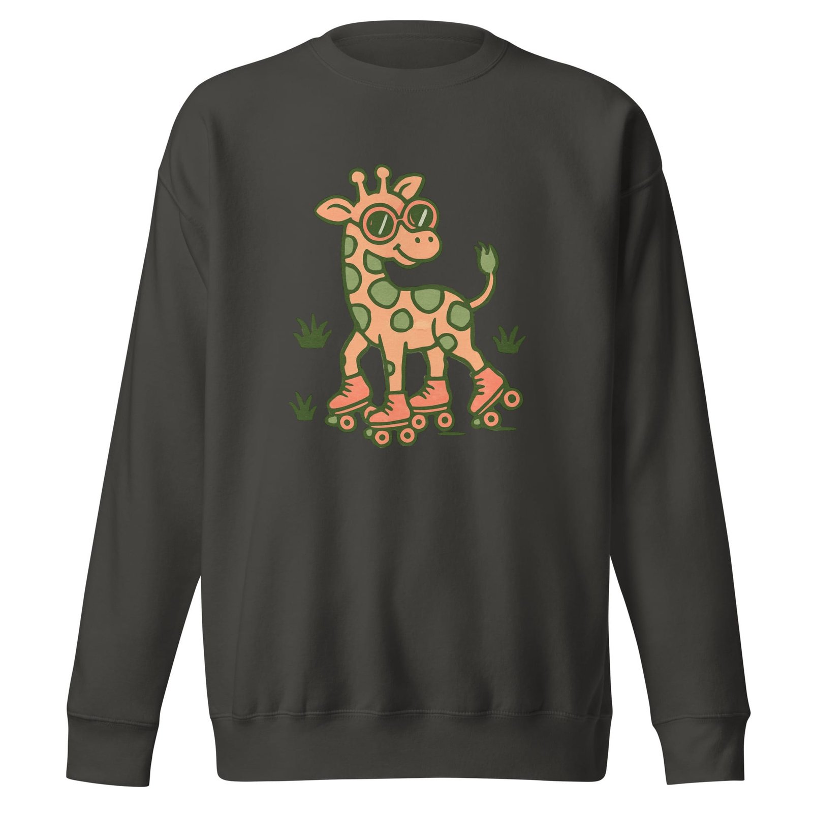 Unisex Premium Sweatshirt Groovy Giraffe on Roller Skates with Round Shades-Original - Image 5
