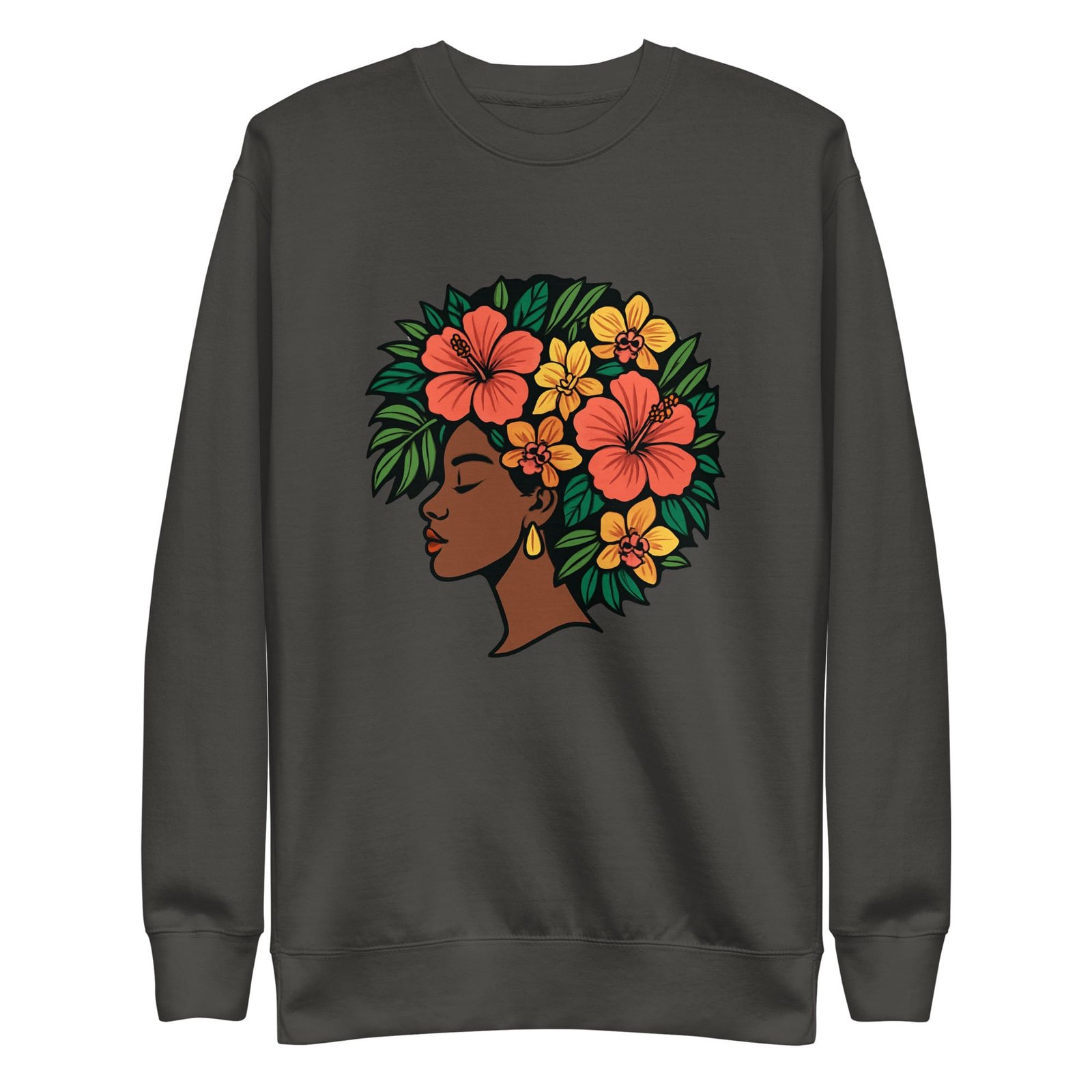 Unisex Premium Sweatshirt Elegant African Woman with Vibrant Tropical Afro-Original - Image 25