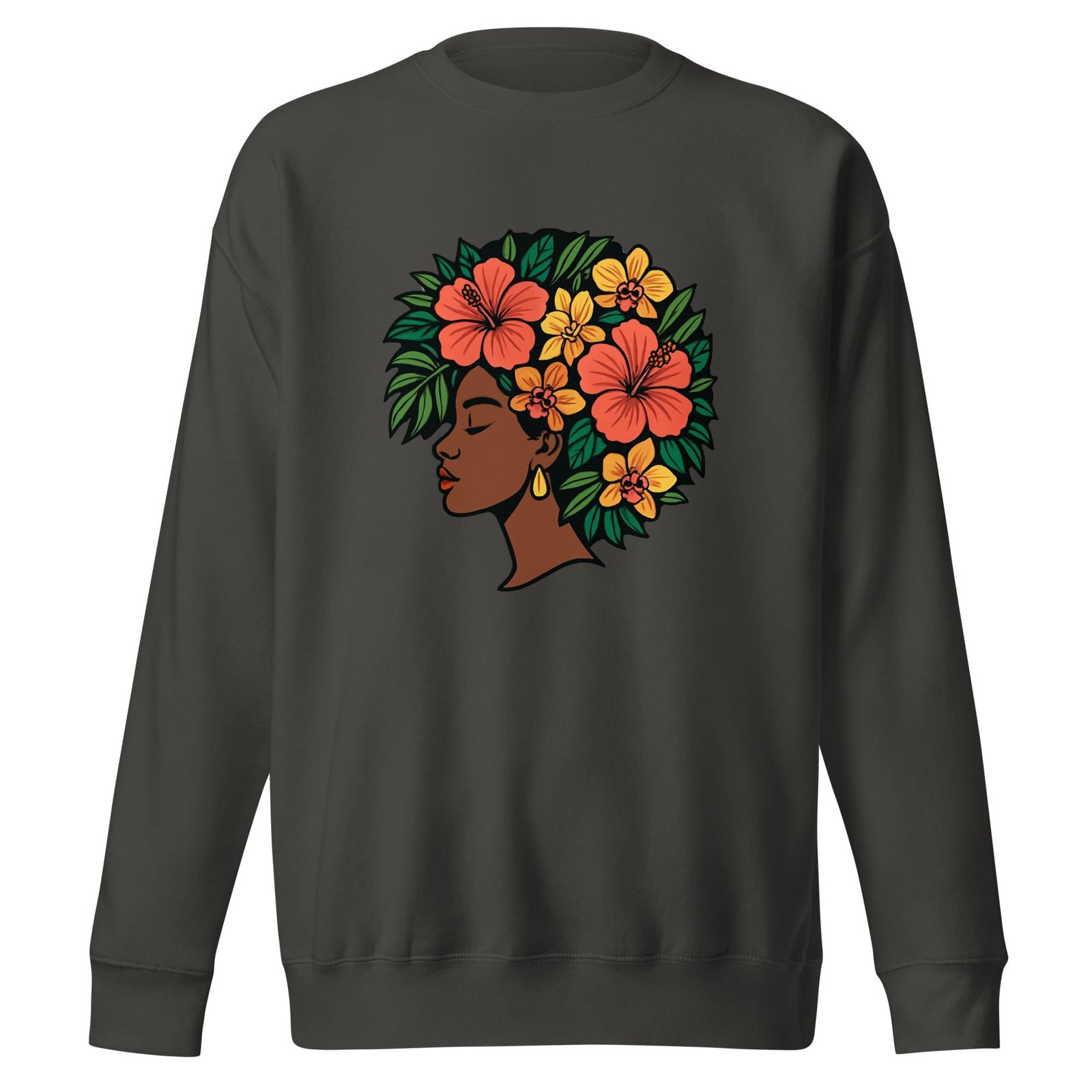 Unisex Premium Sweatshirt Elegant African Woman with Vibrant Tropical Afro-Original - Image 7