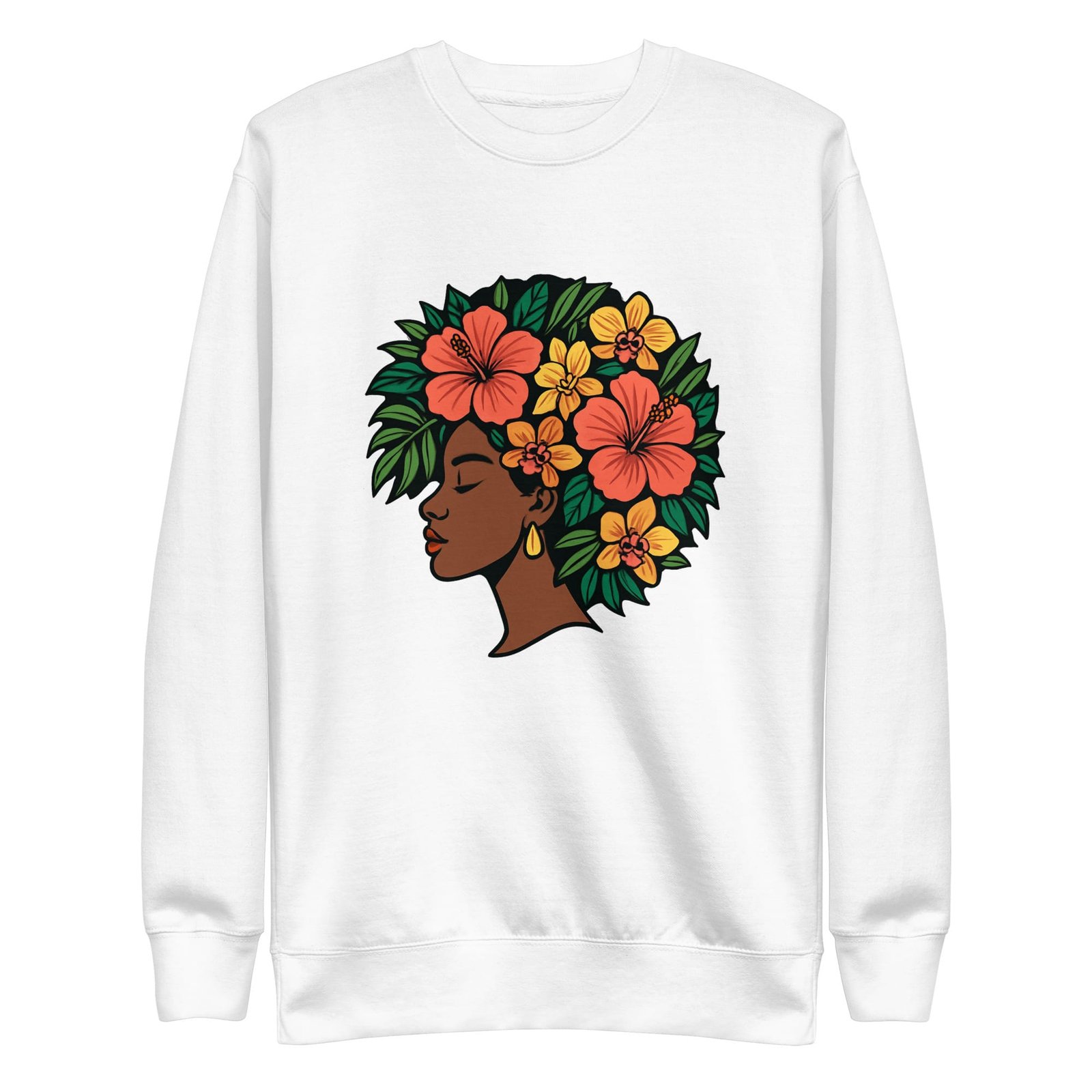 Unisex Premium Sweatshirt Elegant African Woman with Vibrant Tropical Afro-Original - Image 38