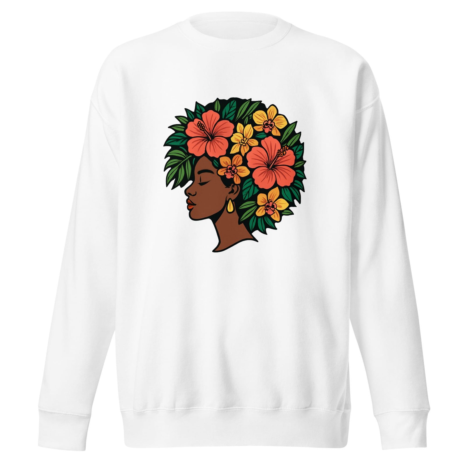 Unisex Premium Sweatshirt Elegant African Woman with Vibrant Tropical Afro-Original - Image 19