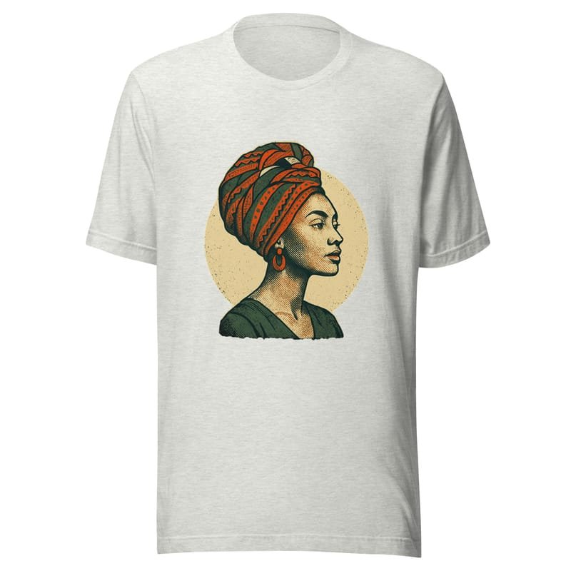 Unisex t-shirt Poised Lady in Vibrant African Wax Turban-Original - Image 9