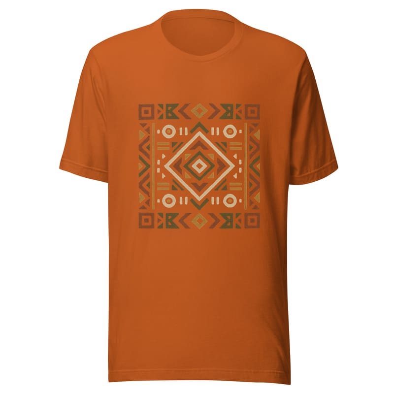 Unisex t-shirt Bold African Geometric Harmony in Earthy Tones-Original - Image 7