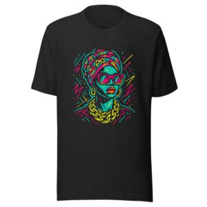 Unisex t-shirt Neon Queen_ Vibrant Afro Streetwear Glow-Original