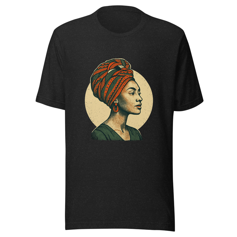 Unisex t-shirt Poised Lady in Vibrant African Wax Turban-Original