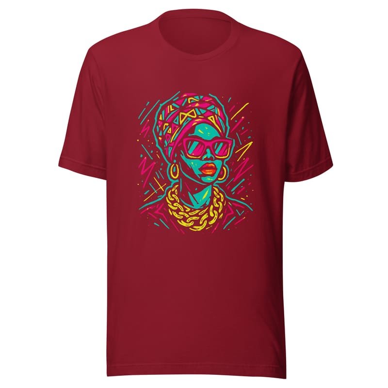 Unisex t-shirt Neon Queen_ Vibrant Afro Streetwear Glow-Original - Image 5