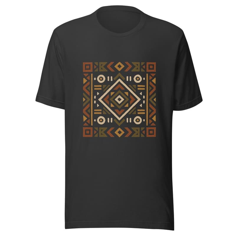 Unisex t-shirt Bold African Geometric Harmony in Earthy Tones-Original - Image 3