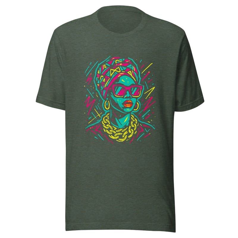 Unisex t-shirt Neon Queen_ Vibrant Afro Streetwear Glow-Original - Image 10