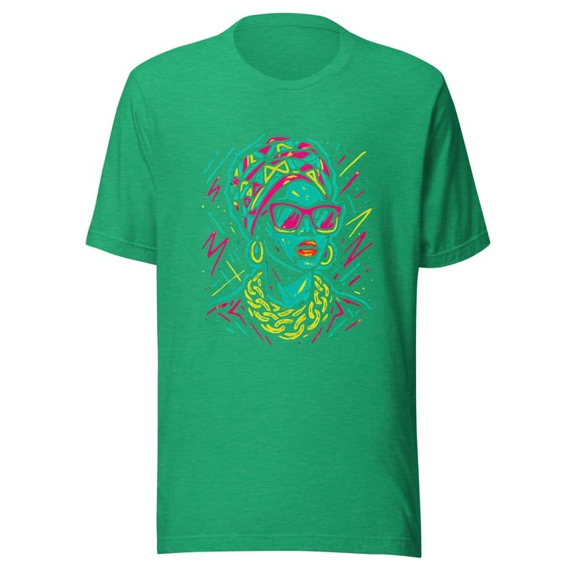 Unisex t-shirt Neon Queen_ Vibrant Afro Streetwear Glow-Original - Image 12