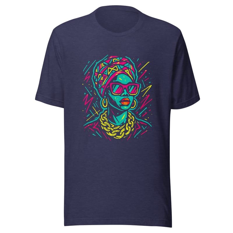 Unisex t-shirt Neon Queen_ Vibrant Afro Streetwear Glow-Original - Image 6