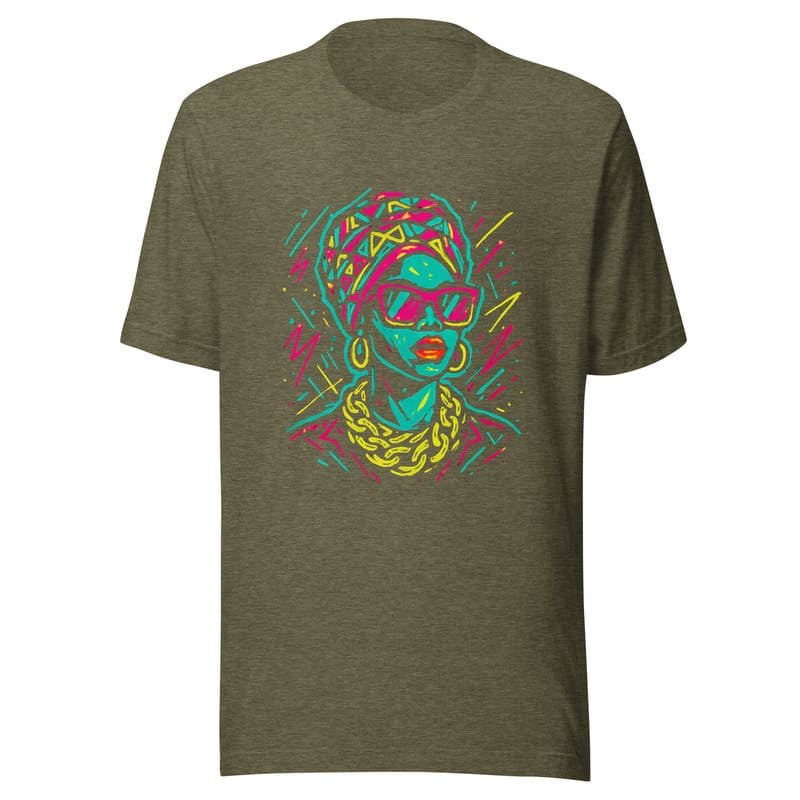 Unisex t-shirt Neon Queen_ Vibrant Afro Streetwear Glow-Original - Image 11