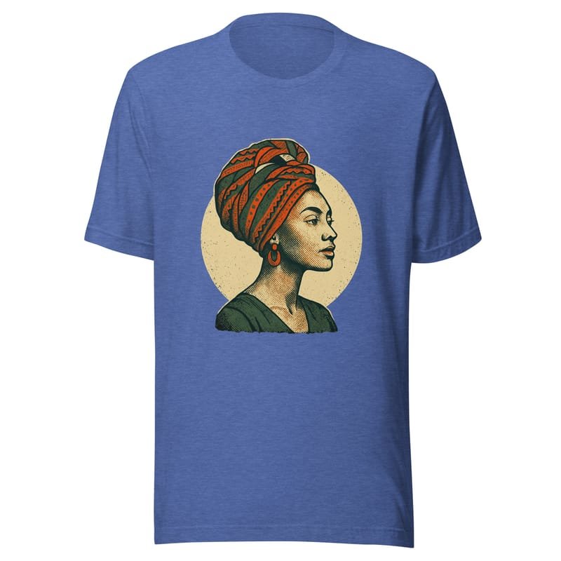 Unisex t-shirt Poised Lady in Vibrant African Wax Turban-Original - Image 8